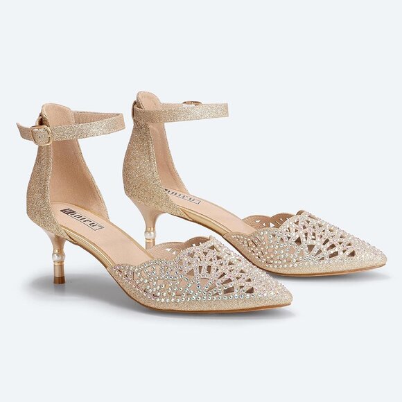 Women's IN2 Candice Wedding Rhinestone Sequins Kitten Heels Pumps Bridal Shoes - Picture 3 of 5